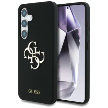 Guess Silicone Big 4G Logo Bottom Script vāciņš Samsung Galaxy S25, melns
