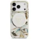 Чехол Guess IML Glitter Flowers Triangle MagSafe для iPhone 17 Pro / 18 Pro, белый