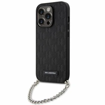 Чехол Karl Lagerfeld для iPhone 14 Pro Saffiano Monogram Chain, черный