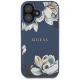 Guess Grained Printed Flower Pattern MagSafe Case for iPhone 16 Blue