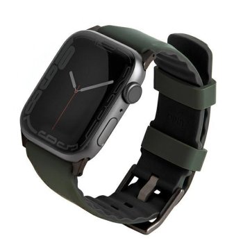 UNIQ pasek Linus Apple Watch Series 4/5/6/7/8/SE/SE2/Ultra 42/44/45mm. Airosoft Silicone moss green