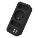 Сетевой разветвитель Maclean MCE248 F/B, 3 розетки, 2x USB-A, 2x USB-C PD 20W, черный