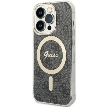 Guess iPhone 15 Pro vāciņš IML 4G Gold Stripe, melns