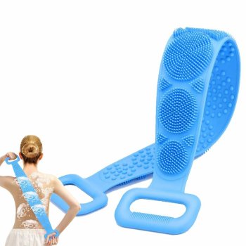 Divpusējs Silikona Sūklis Birste Masažieris Ķermenim, Zils | Bath Sponge Shower Body Massager Silicone Brush