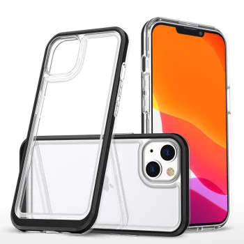 Прозрачный чехол для iPhone 14 Clear 3in1 с черной рамкой