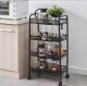 ModernHome PJJKT0103-04 Mobile Metal Shelving Unit with 4 Baskets and Wheels, Black