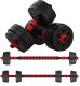 4Fizjo Adjustable Bitumen Dumbbells with Barbell, 2 x 10 kg