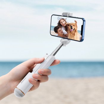 Baseus Ultra Mini Bluetooth Saliekama Selfija Nūja Kāts, Balts | Ultra Mini Bluetooth Foldable Selfie Stick