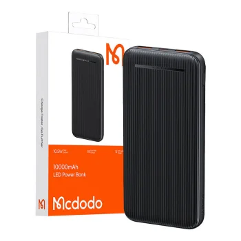 Mcdodo MC-4631 Power Bank 10000mAh 10.5W, Black | Pārnēsājams Ārējais Portatīvais Akumulators Lādētājs