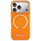 Guess IML Script Metal MagSafe Maciņš ar MagSafe iPhone 17 Pro Max – oranžs | Phone Case Cover