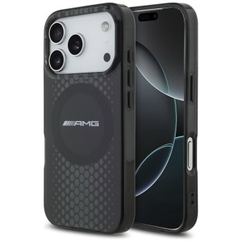 Чехол Mercedes AMG Double Layer Transparent Graphics MagSafe для iPhone 17 Pro, черный