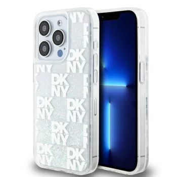 DKNY iPhone 15 Pro vāciņš Liquid Glitter Multilogo, rozā