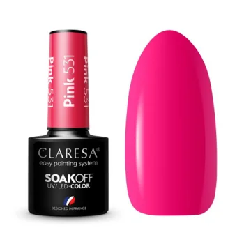 Claresa Pink 531 hibrīda nagu laka, Neona rozā, 5 g