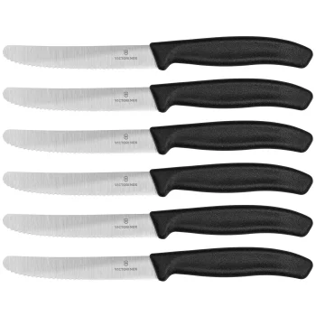 Victorinox Swiss Classic galda un tomātu nažu komplekts, 6 gab., 11 cm, melns