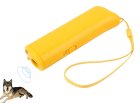 Dog repeller and training device with LED flashlight 3-in-1, yellow