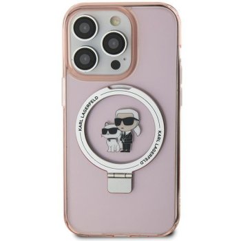 Karl Lagerfeld iPhone 15 Case Ring Stand Karl&Choupette MagSafe, Pink