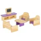Koka mēbeles leļļu mājiņai, 19 gab., violetas