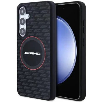 Чехол Mercedes AMG для Samsung Galaxy S24+ Silicone Carbon Pattern MagSafe, черный