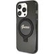 Guess iPhone 15 Pro vāciņš Ring Stand Script Glitter MagSafe, melns