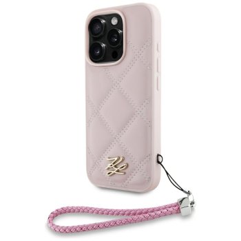 Karl Lagerfeld Quilted Initial Logo & Chain Strap iPhone 16 Pro Max maciņš - rozā | Case Pink