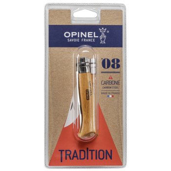 Складной нож Opinel No. 08 с углеродным лезвием и рукоятью из бука
