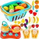 Bērnu rotaļu trauki un griežamie augļi un dārzeņi grozā | Kids Toy Cutting Fruits and Vegetables