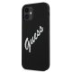 Guess iPhone 12 mini vāciņš Silicone Vintage Script, melnbalts