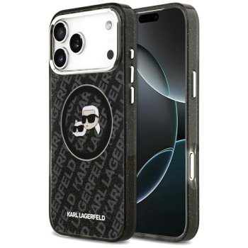 Karl Lagerfeld IML Glitter Karl & Choupette MagSafe vāciņš iPhone 17 Pro Max, Melns