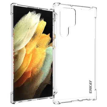 Samsung Galaxy S22 Ultra 5G (SM-S908) ENKAY Shock-absorbing Transparent Cover Case | Caurspīdīgs Silikona Vāciņš...