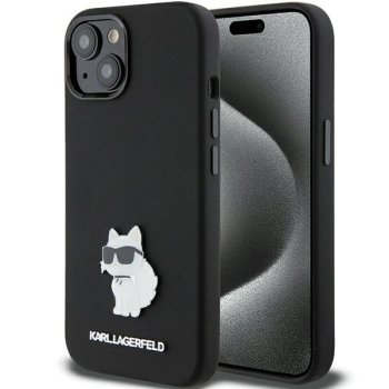 Karl Lagerfeld silikona vāciņš Choupette Metal Pin iPhone 15 Plus / 14 - melns | Silicone case for black