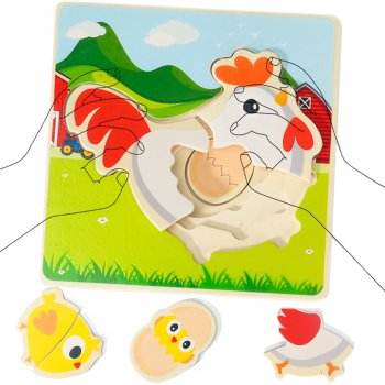 Wooden Layered Puzzle Chicken Life Cycle Montessori Toy for Kids Mwz-3154