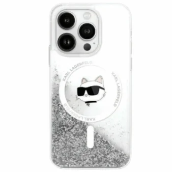 Karl Lagerfeld Liquid Glitter Choupette Case for iPhone 16, Transparent