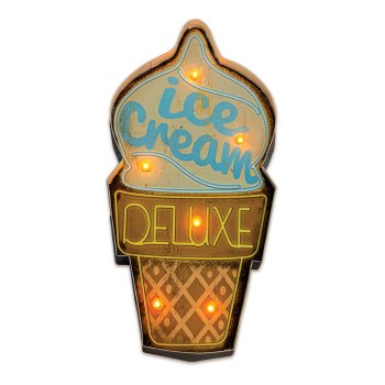 Ретро вывеска с подсветкой Ice Cream металлическая LED от Forever Light