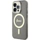 Guess iPhone 14 Pro vāciņš Glitter Gold MagSafe, melns