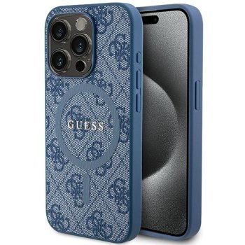 Apple iPhone 14 Pro Max 6.7'' Guess 4G Collection Leather Metal Logo MagSafe Case Cover, Blue | Telefona Maciņš Vāks...