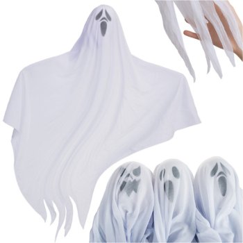 Ruhhy 00025957 Halloween Decoration - 3 Hanging Ghosts, 75 cm, White