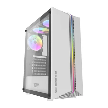 Darkflash DK151 datora korpuss ar 3 RGB ventilatoriem, balts