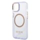 Guess vāciņš iPhone 14 Gold Outline Translucent MagSafe Violets