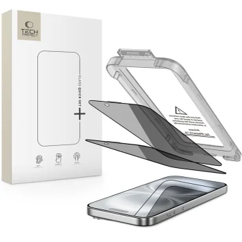 Защитное стекло Tech-Protect Quick Set Spy+ для iPhone 15 / 16 (2 шт.)