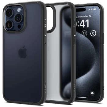 Spigen iPhone 15 Pro vāciņš Ultra Hybrid, caurspīdīgs melns