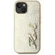 Karl Lagerfeld Wrinkled Metal Signature vāciņš iPhone 15, zelta