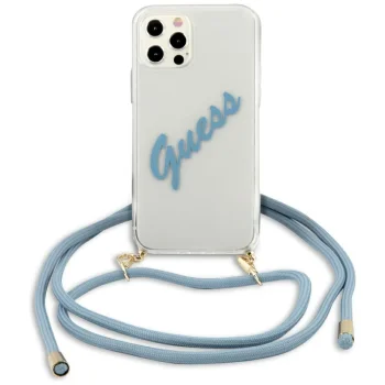 Guess iPhone 12 Pro Max vāciņš Script Vintage, zils