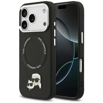 Чехол MagSafe Karl Lagerfeld Karl & Choupette Pins для iPhone 17 Pro — чёрный