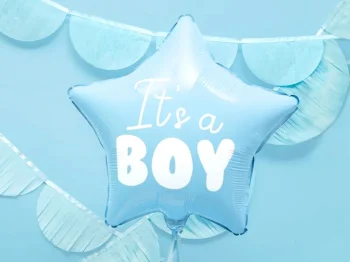 Фольгированный шар "It's a boy" звезда, светло-синий, 48 см