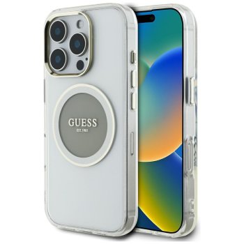 Guess iPhone 16 Pro Max vāciņš IML Metal Colored Circle MagSafe, pelēks