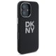 DKNY iPhone 16 vāciņš Liquid Silicone Metal Logo, melns