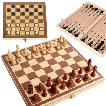Набор для игры в шахматы, шашки и нарды, 3в1 | Chess Checkers and Backgammon Game Set