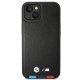 BMW iPhone 14 Plus vāciņš Leather Stamp Tricolor, melns