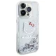 Чехол Hello Kitty для iPhone 15 Pro Liquid Glitter Charms Kitty Head, серебристый