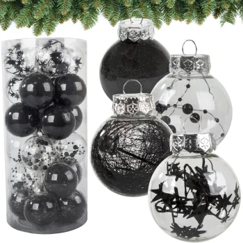 Елочные шары 6 см, набор 24 шт., черные
